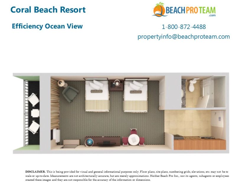 Coral Beach Floor Plan D - Studio Ocean View